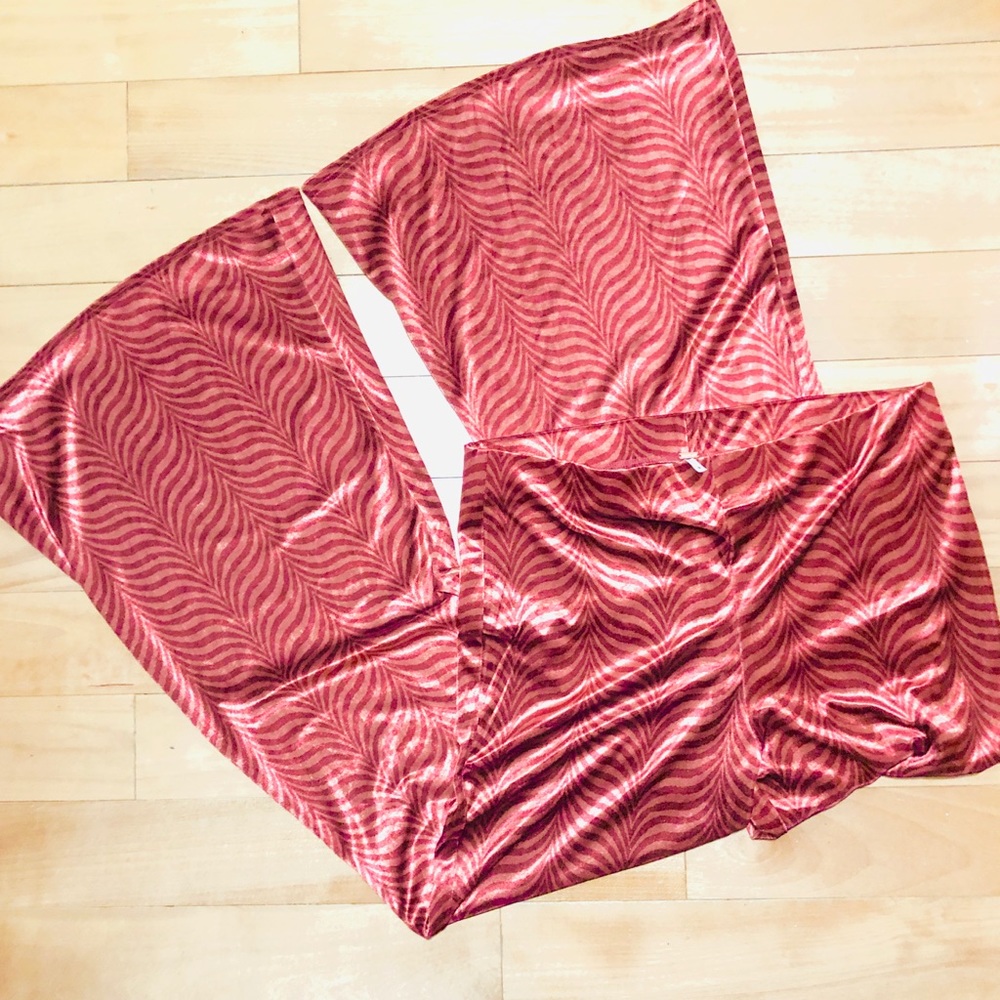 FREE PEOPLE Holiday Red Velvet Chevron Flare Pants